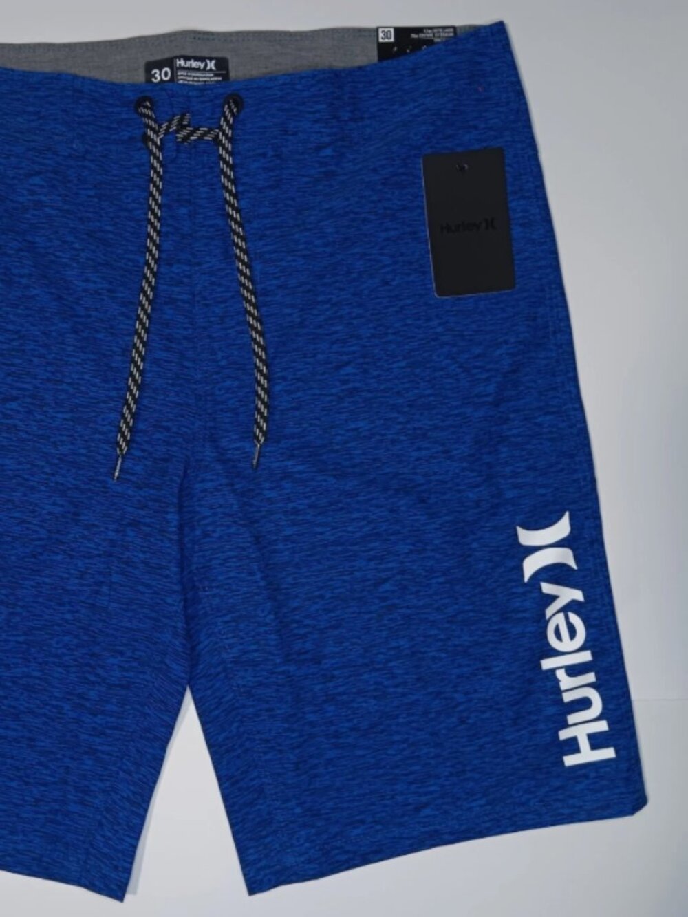 Hurley Men's Static Swim Board Shorts Blue Drawstring Back Pocket Size 30